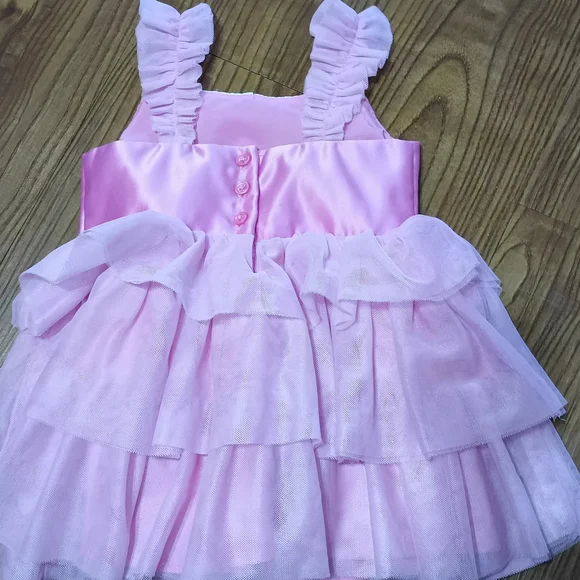 Janie and Jack Elegant Pink Satin Ruffle Dress - Picture 7 of 8